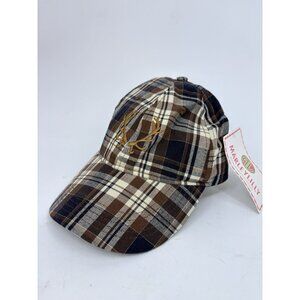 Embroidered Deer Antlers Brown Plaid Casual Hat Cap Hunting Unisex Sz L Gorpcore